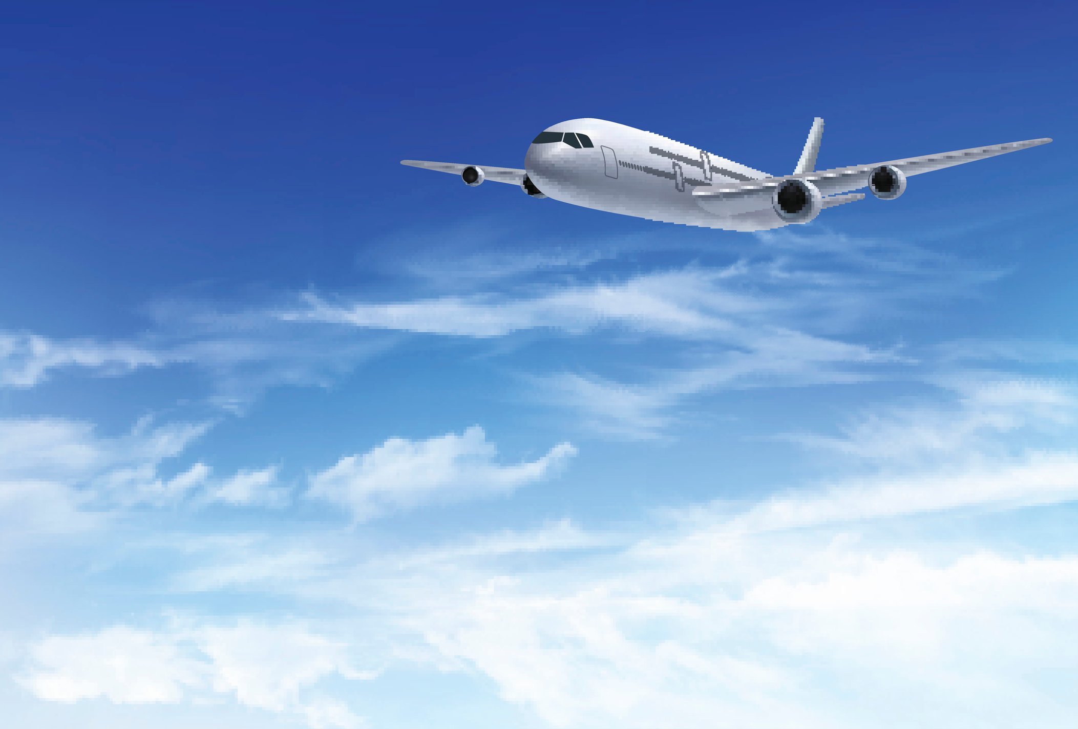 Airplane flying in sky amid clouds.