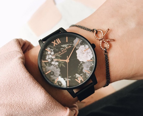 An Olivia Burton watch on a woman's wrist