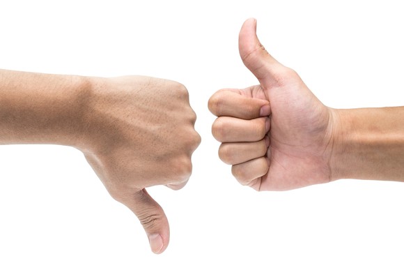 Thumb down and thumb up