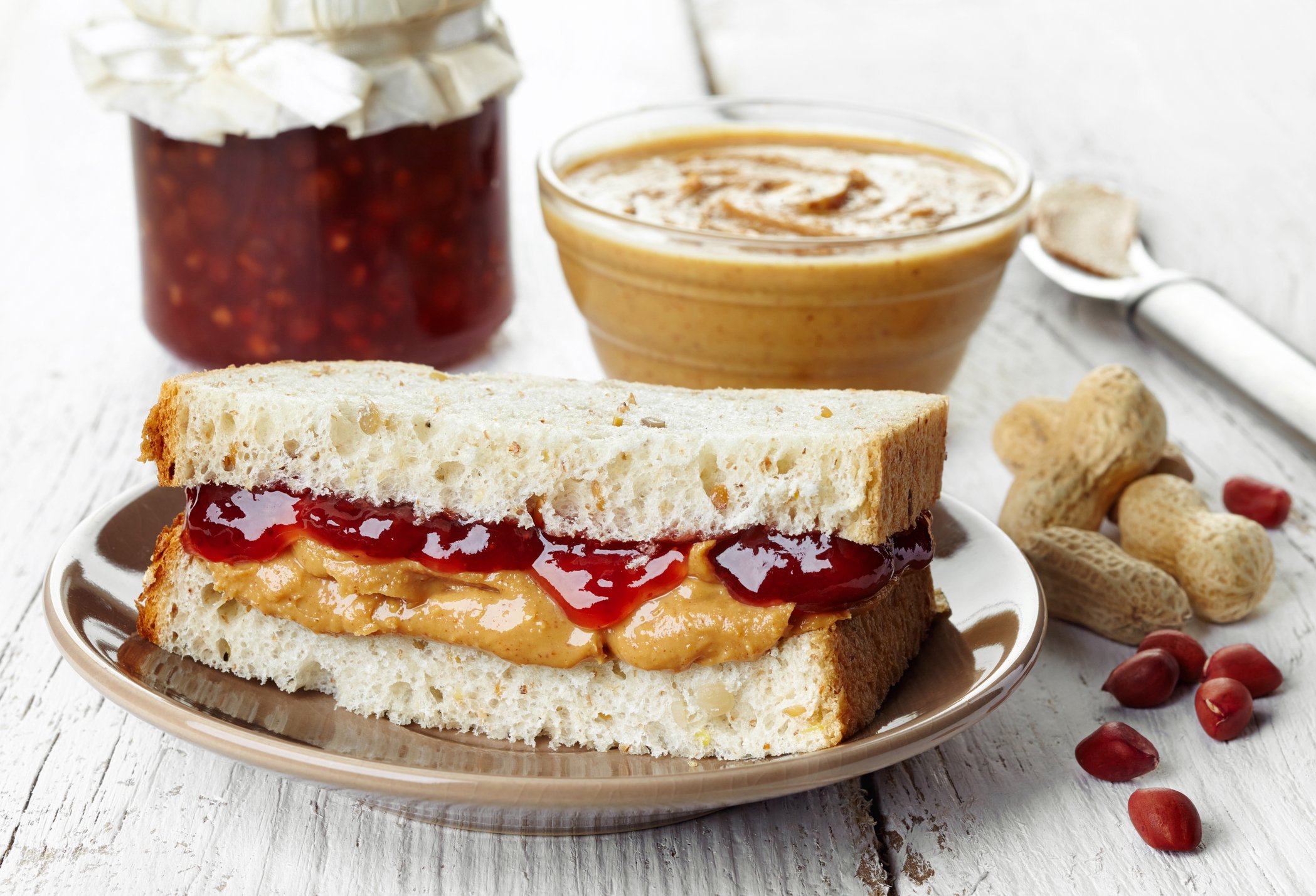 A peanut butter and jelly sandwich.
