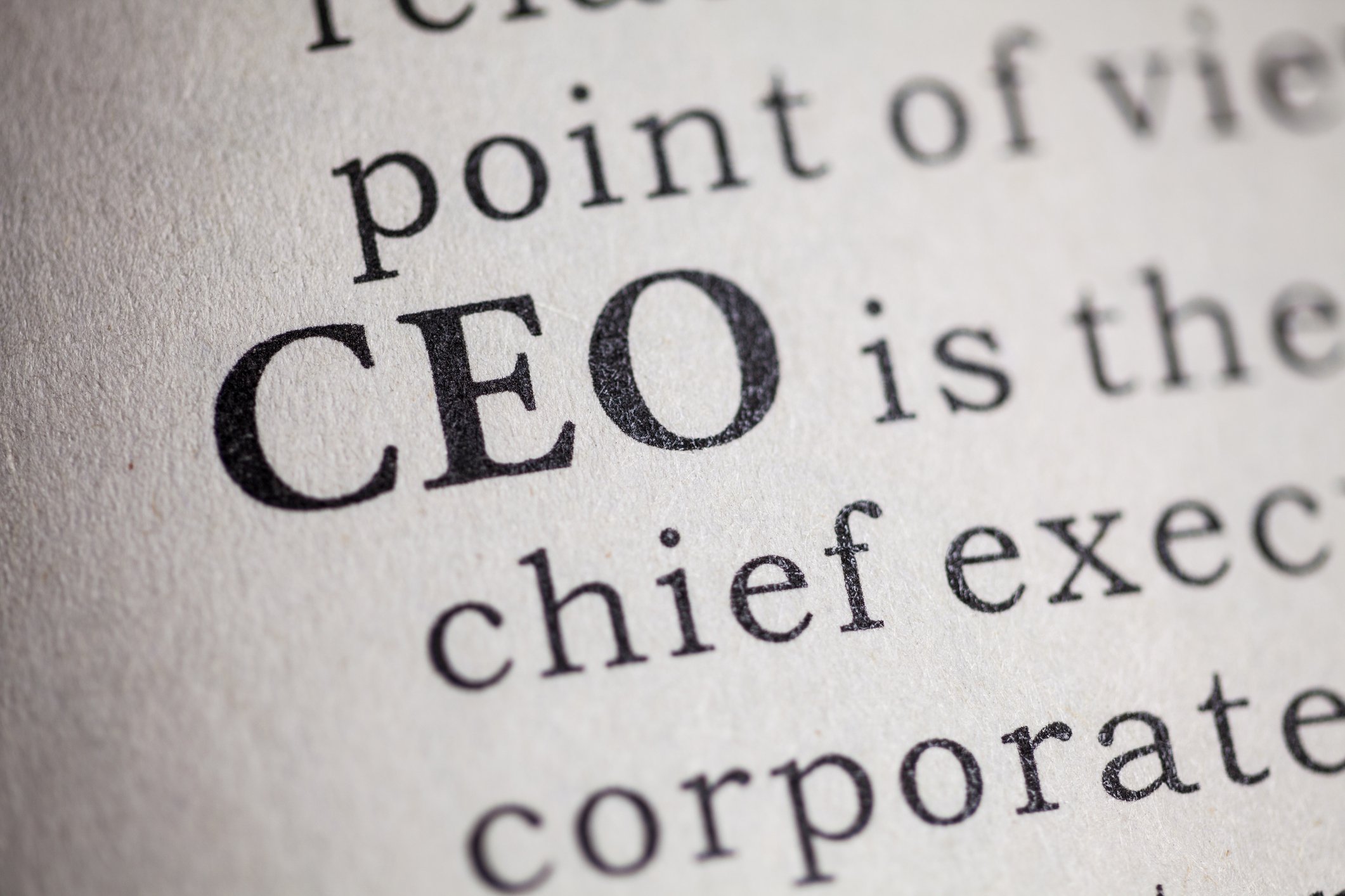 A picture of the acronym "CEO."
