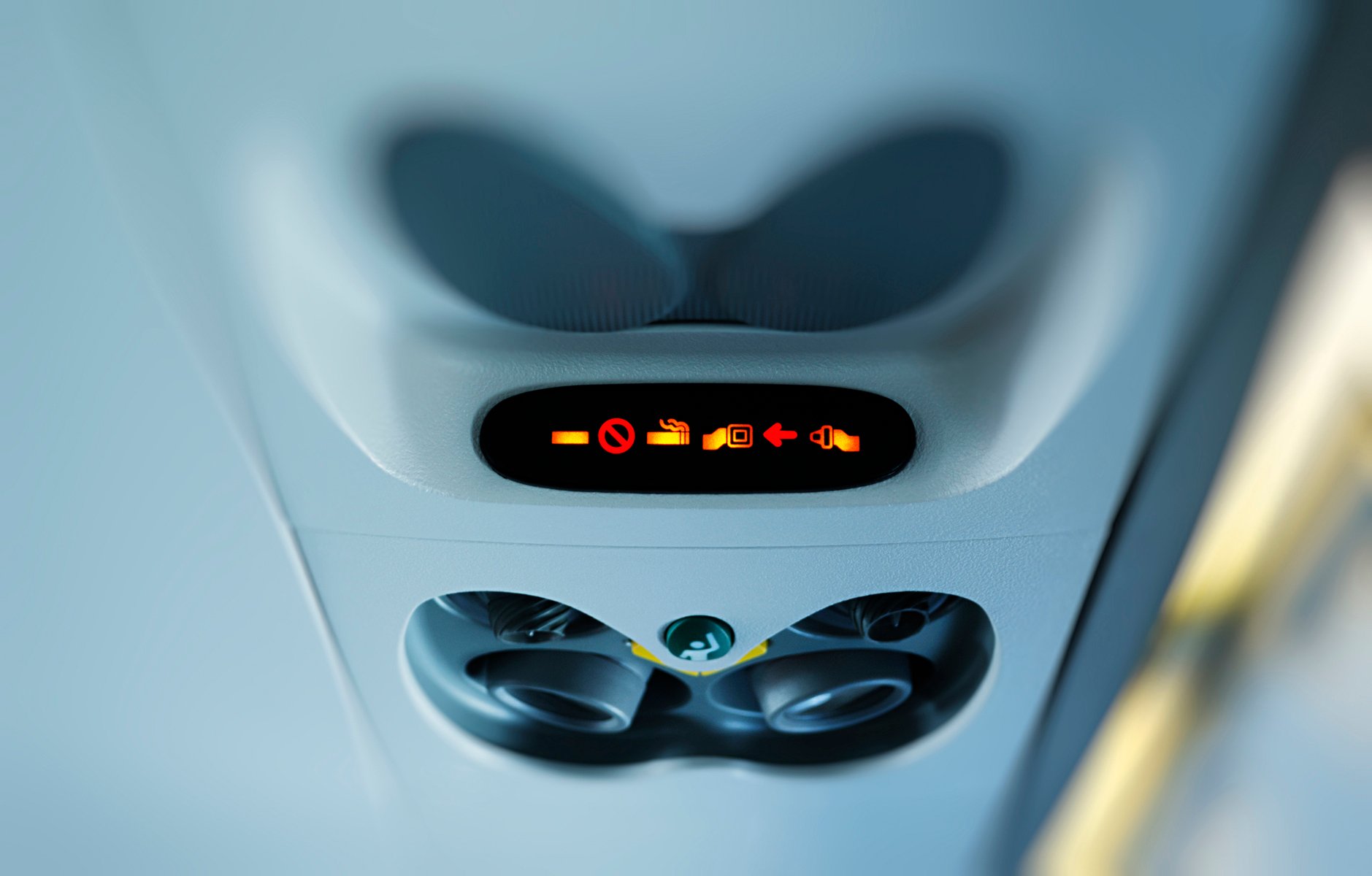 The seat belt sign in an airplane.