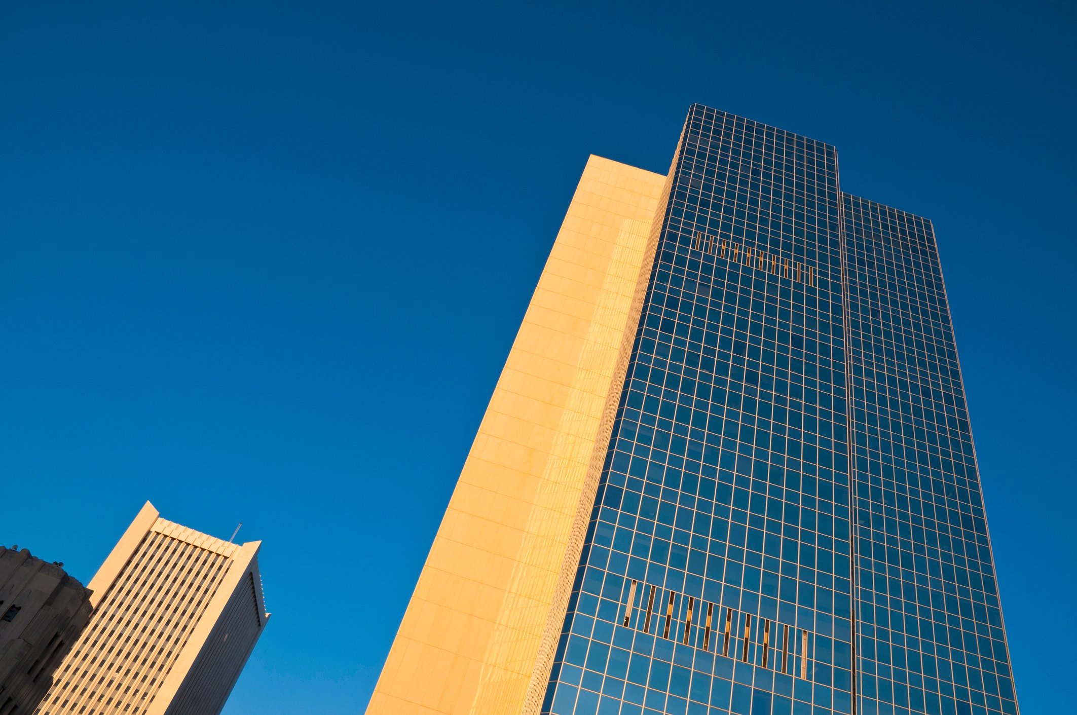 Looking up at Chase Tower in Phoenix, Arizona.