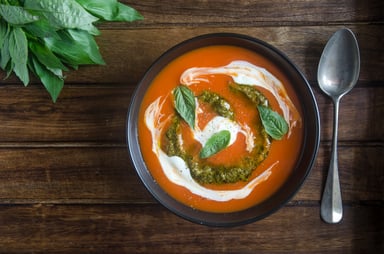 Tomato Soup With Pesto and Cream