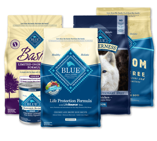 A selection of Blue Buffalo pet foods