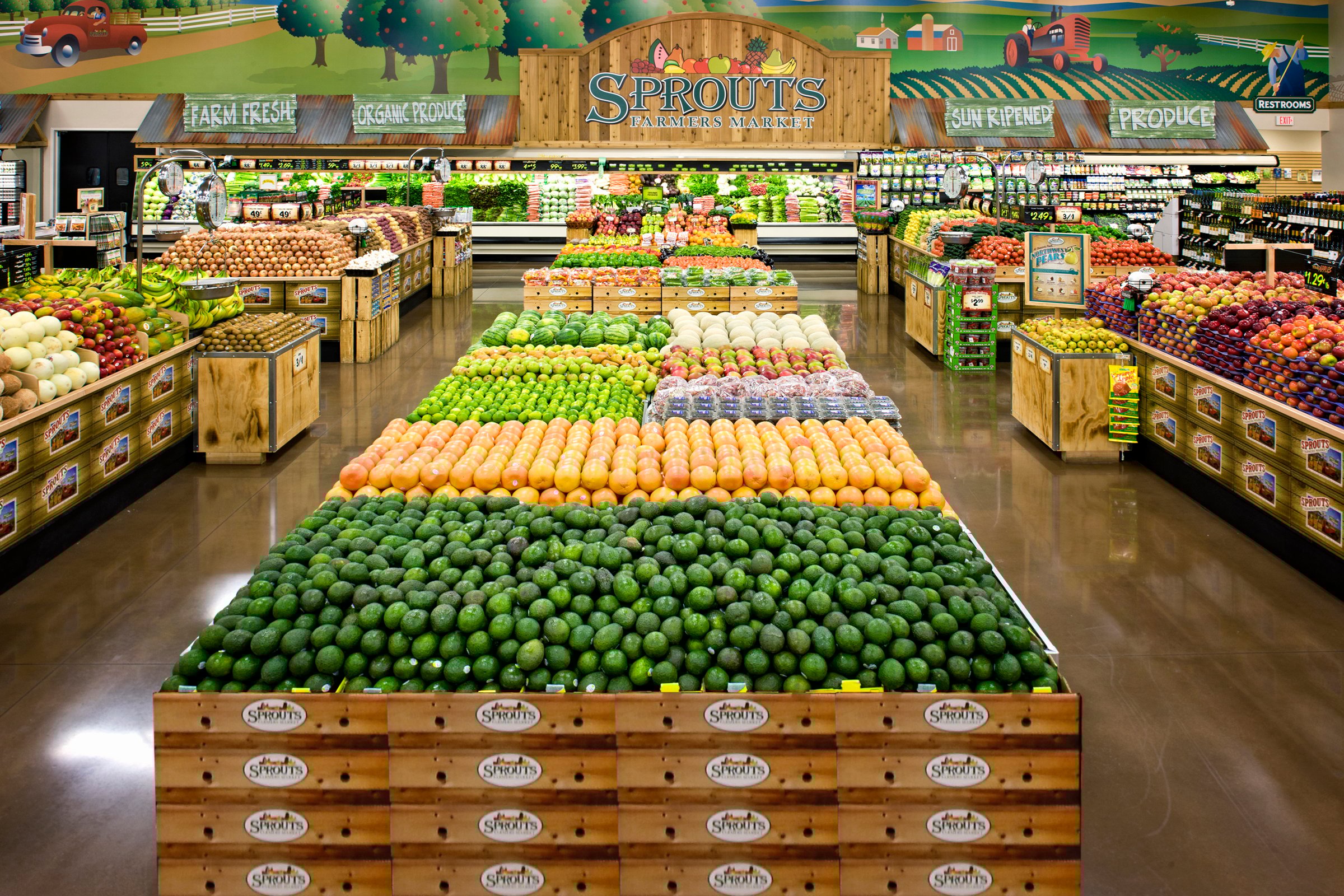 Sprouts Farmers Market produce department with neatly arranged fruits and vegetables