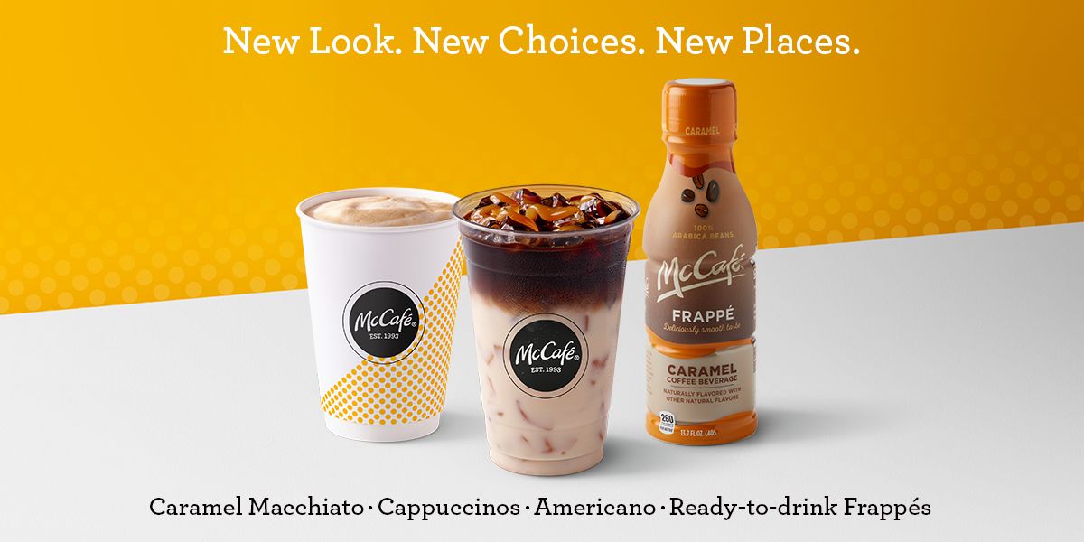 McDonald's new caramel macchiato, cappuccino, and ready-to-drink frappe. 