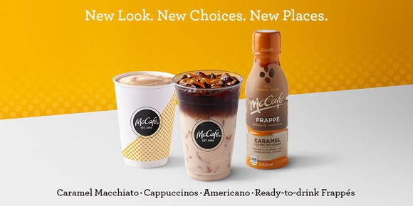 McDonald's new caramel macchiato, cappuccino, and ready-to-drink frappe. 