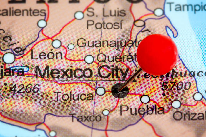 Map of Mexico with a pin on it