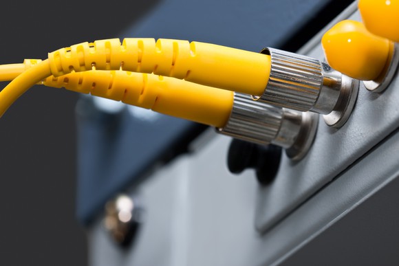 Optical fiber cables connecting to a network