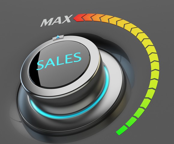 A dial labeled "Sales" turned to the max
