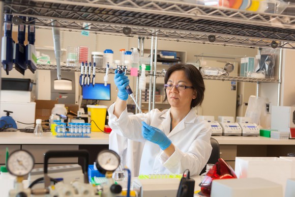 Halozyme scientist working in a lab