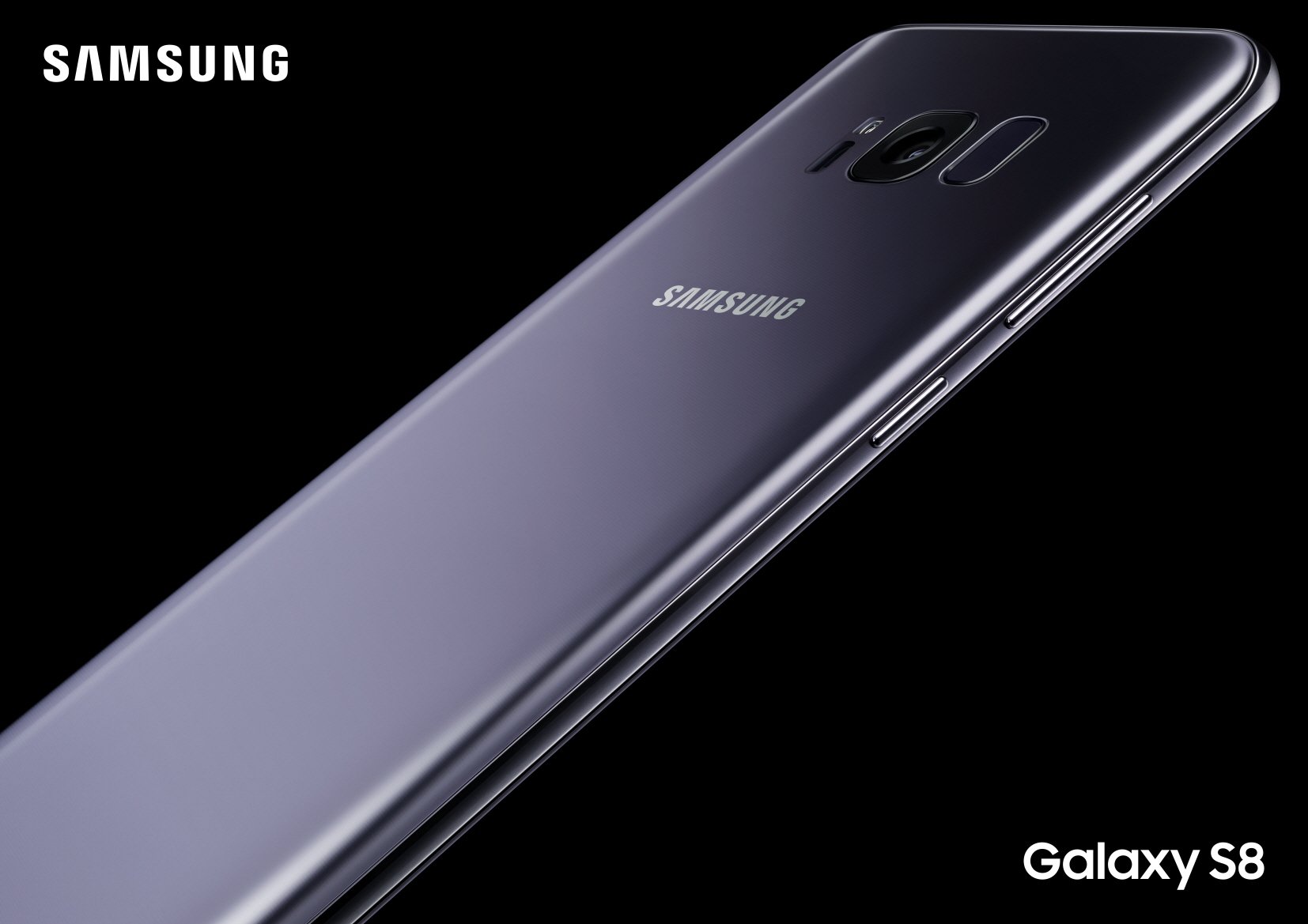The back of the Galaxy S8 at an angle.