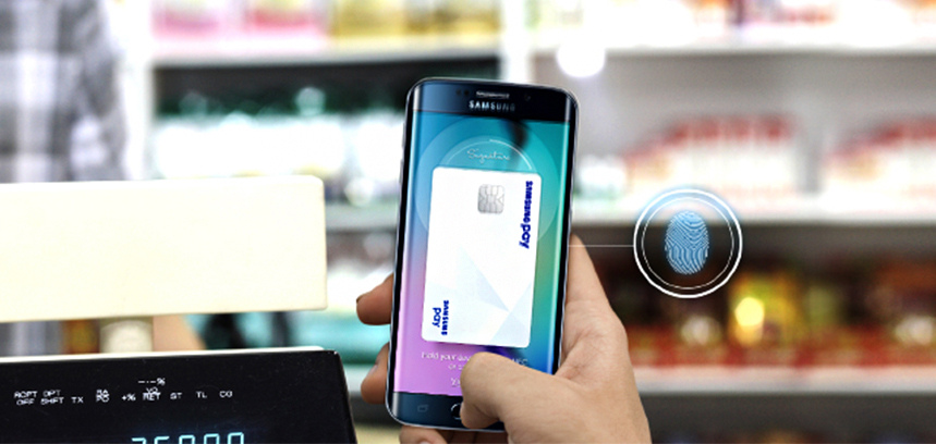 Samsung phone with Samsung Pay open.
