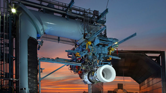 a geared turbofan in testing