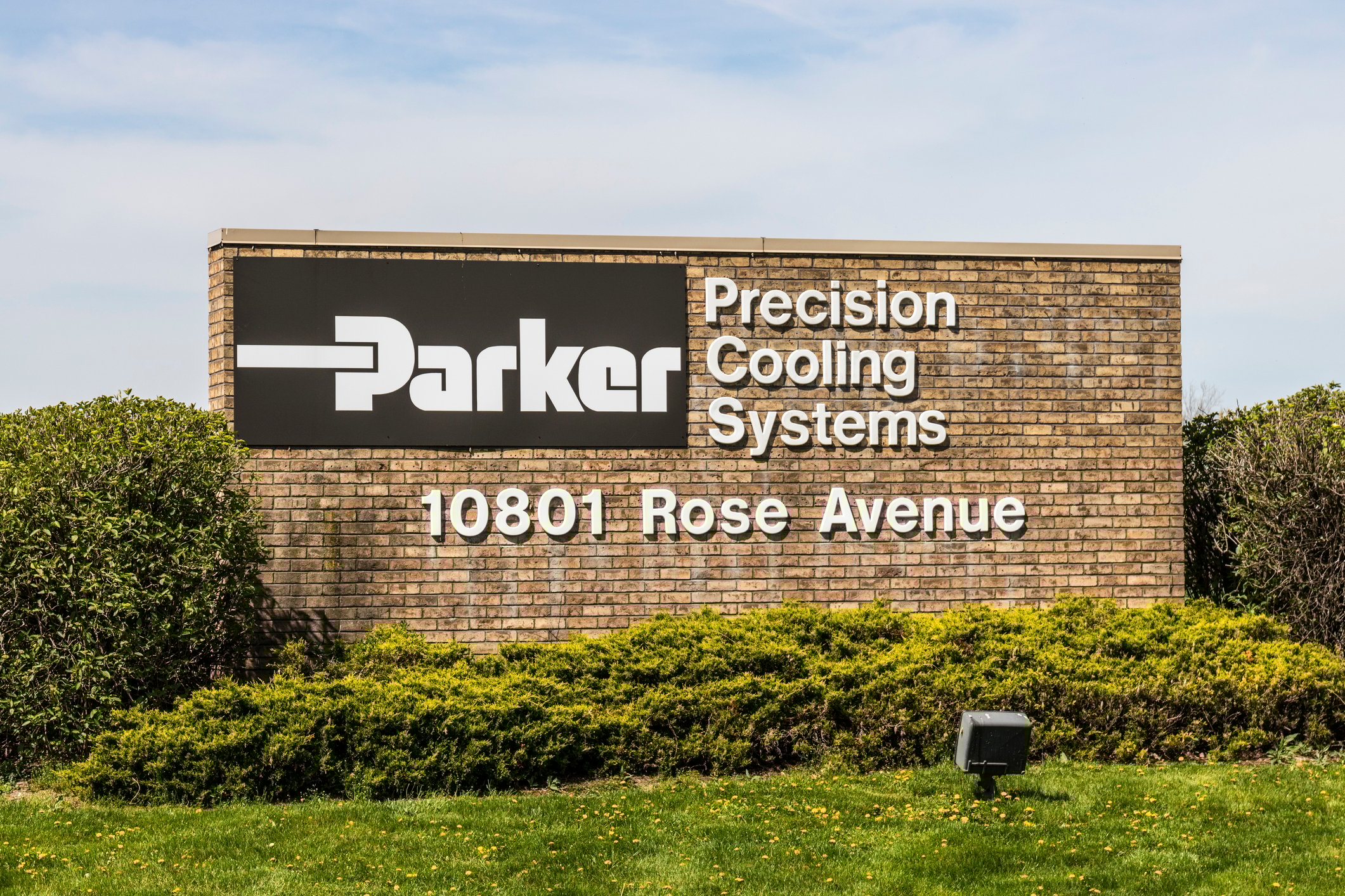 a sign to a Parker cooling systems factory