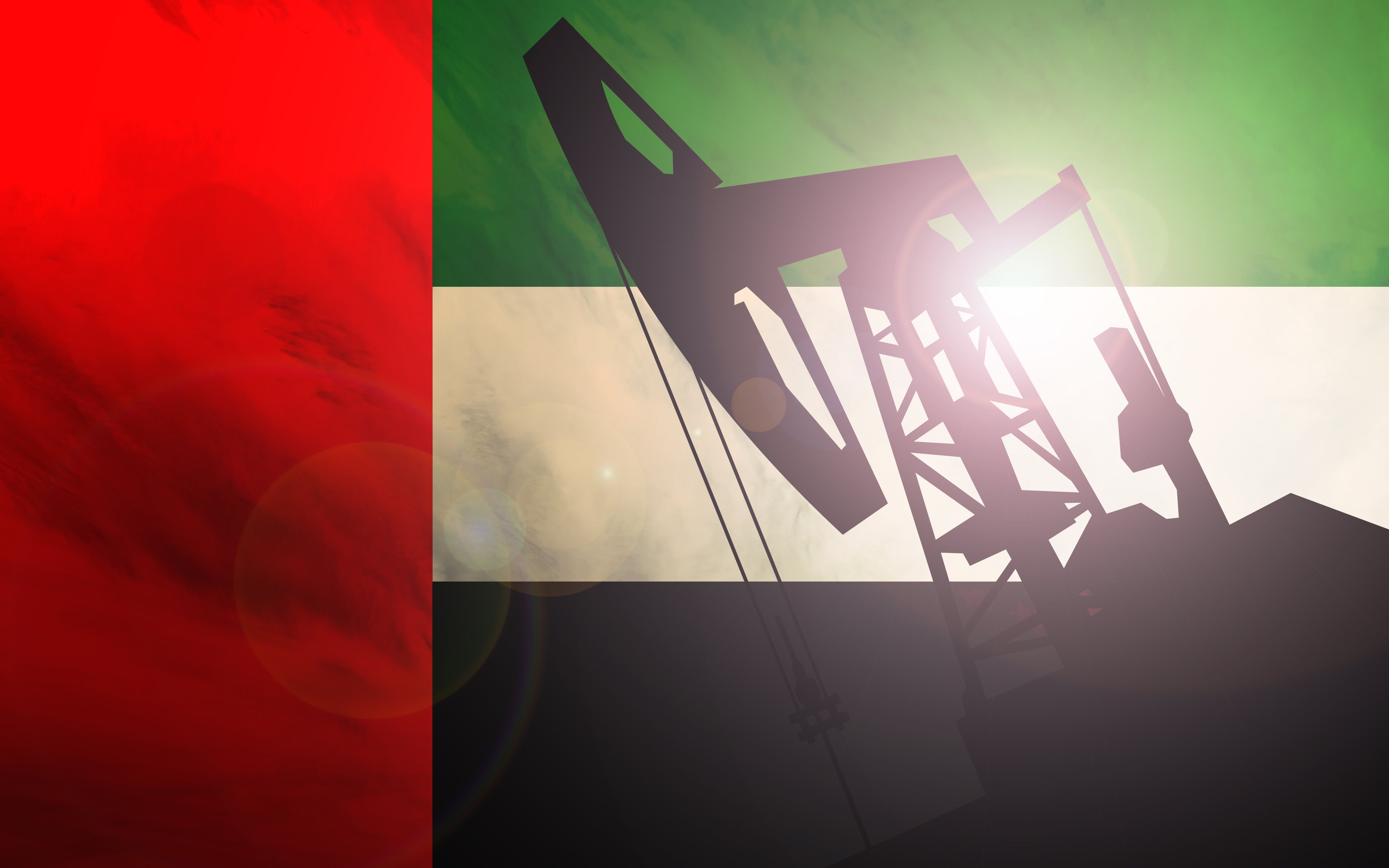 An oil pump with the UAE flag as a background.