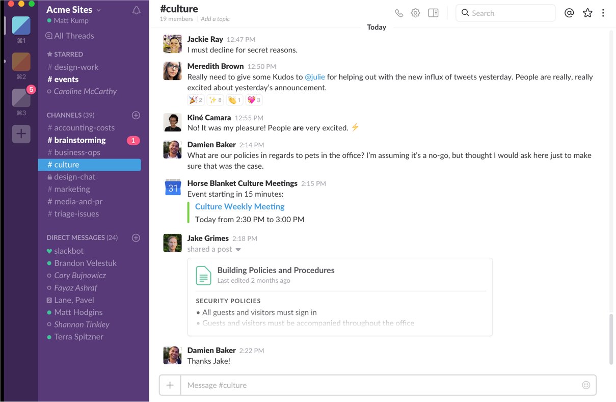 Slack's messaging app.