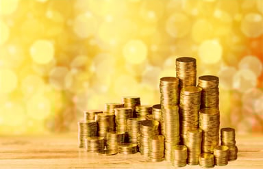 Gold goins in large stacks