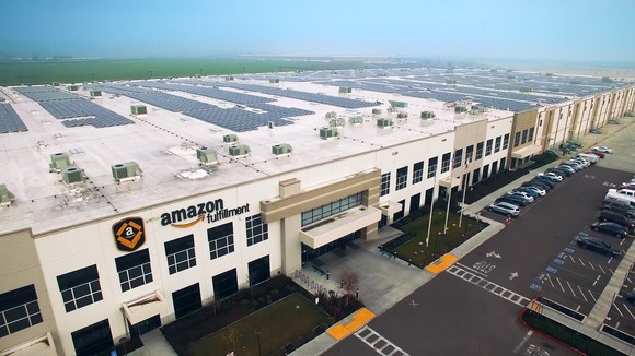 Amazon fulfillment center viewed from the air.