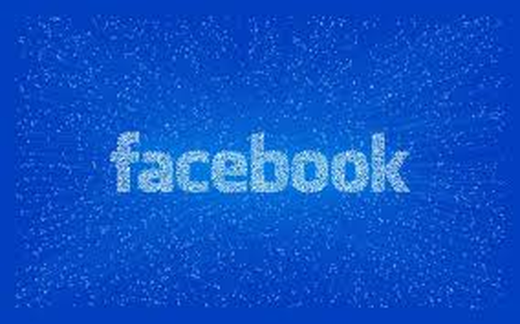 Facebook logo on blue background.