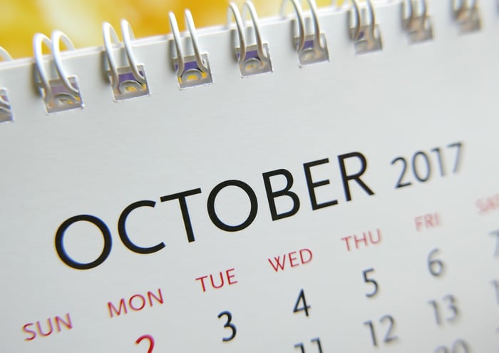 Partial view of October 2017 calendar
