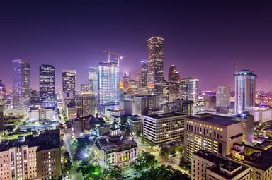 Houston texas skyline at night