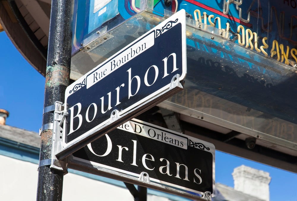 Bourbon Street sign in New Orleans, Louisiana