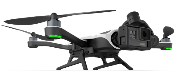 GoPro's Karma drone with a Hero 6 Black camera mounted on the front