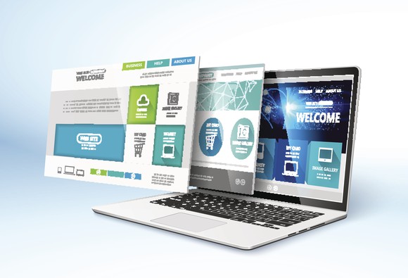 Websites spring out of computer monitor