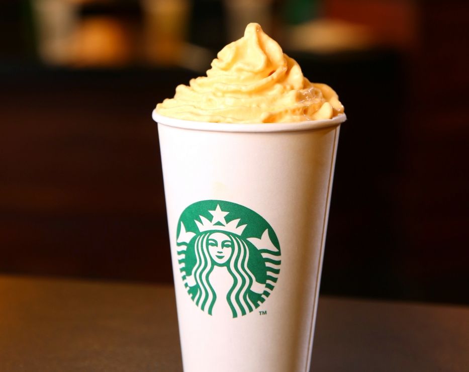 A pumpkin spice latte from Starbucks.