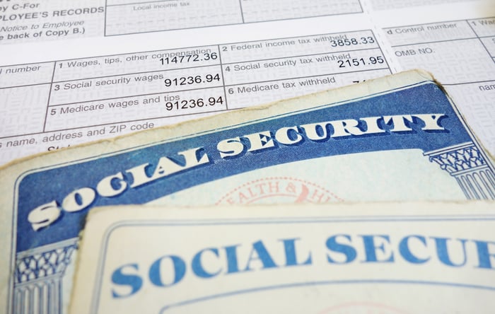 Social Security cards on top of tax forms