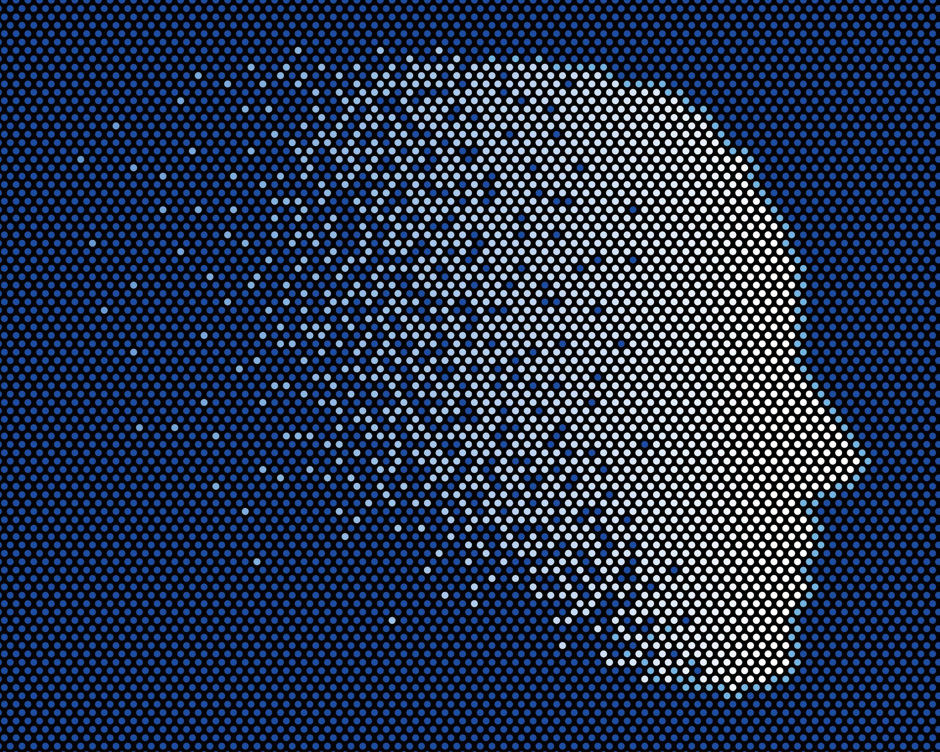 A pixelated silhouette of a human head.