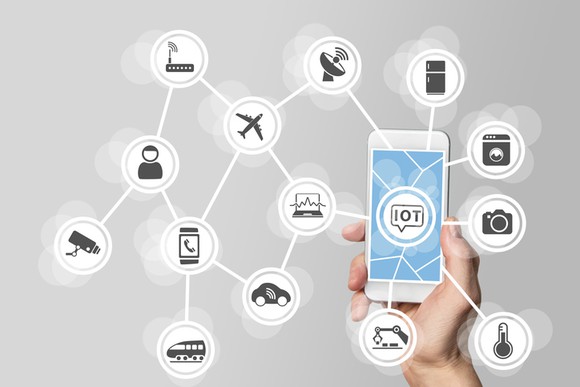 Visualization of a smartphone interacting with the Internet of Things