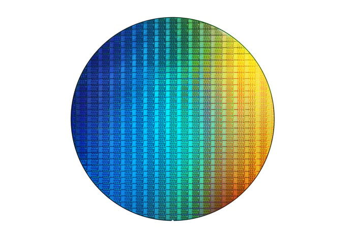 A wafer of Intel Coffee Lake chips.