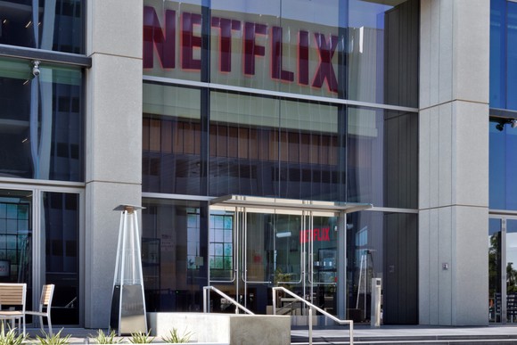 Photo outside entrance of Netflix's LA headquarters