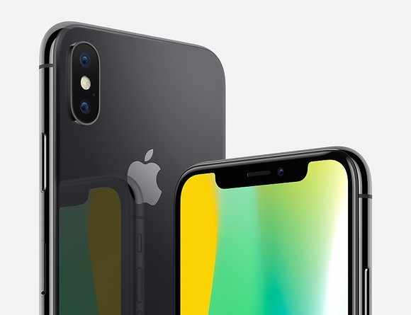 The front and back of Apple's iPhone X.