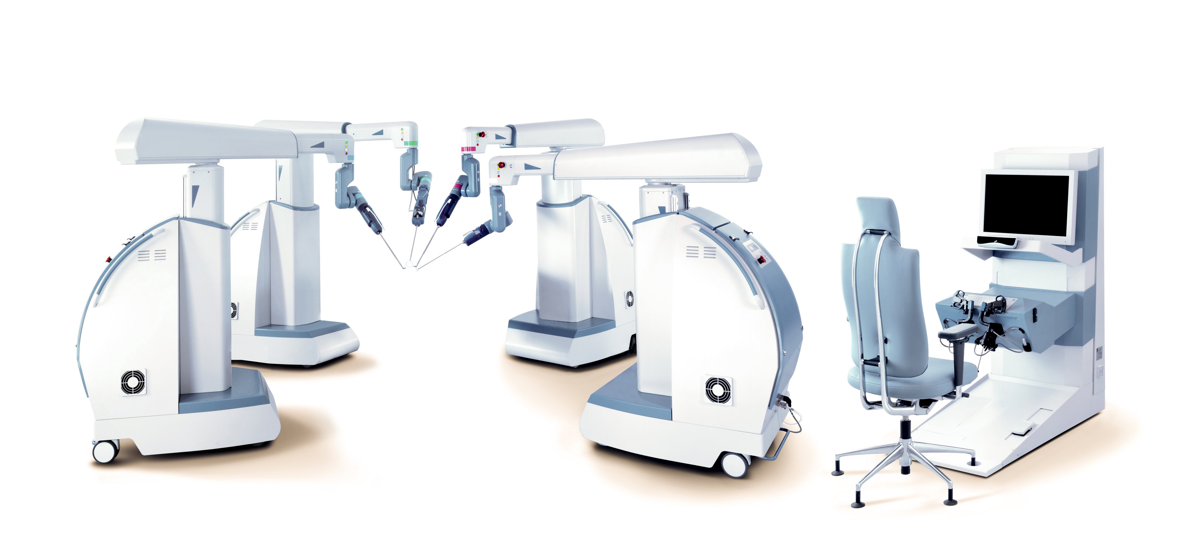 Picture of the Senhance Surgical System arms and docking station