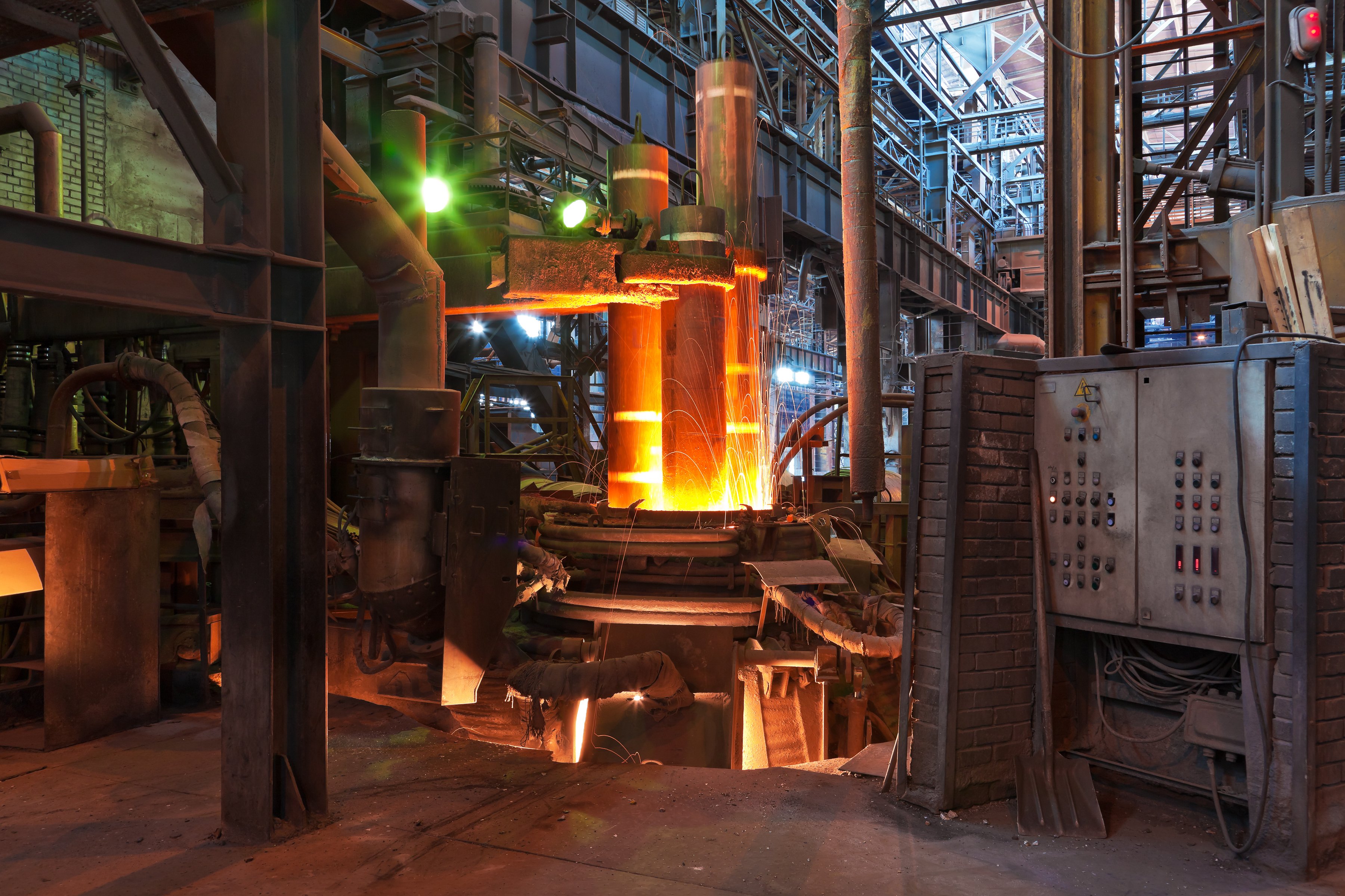 An electric arc furnace.