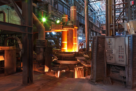 An electric arc furnace.