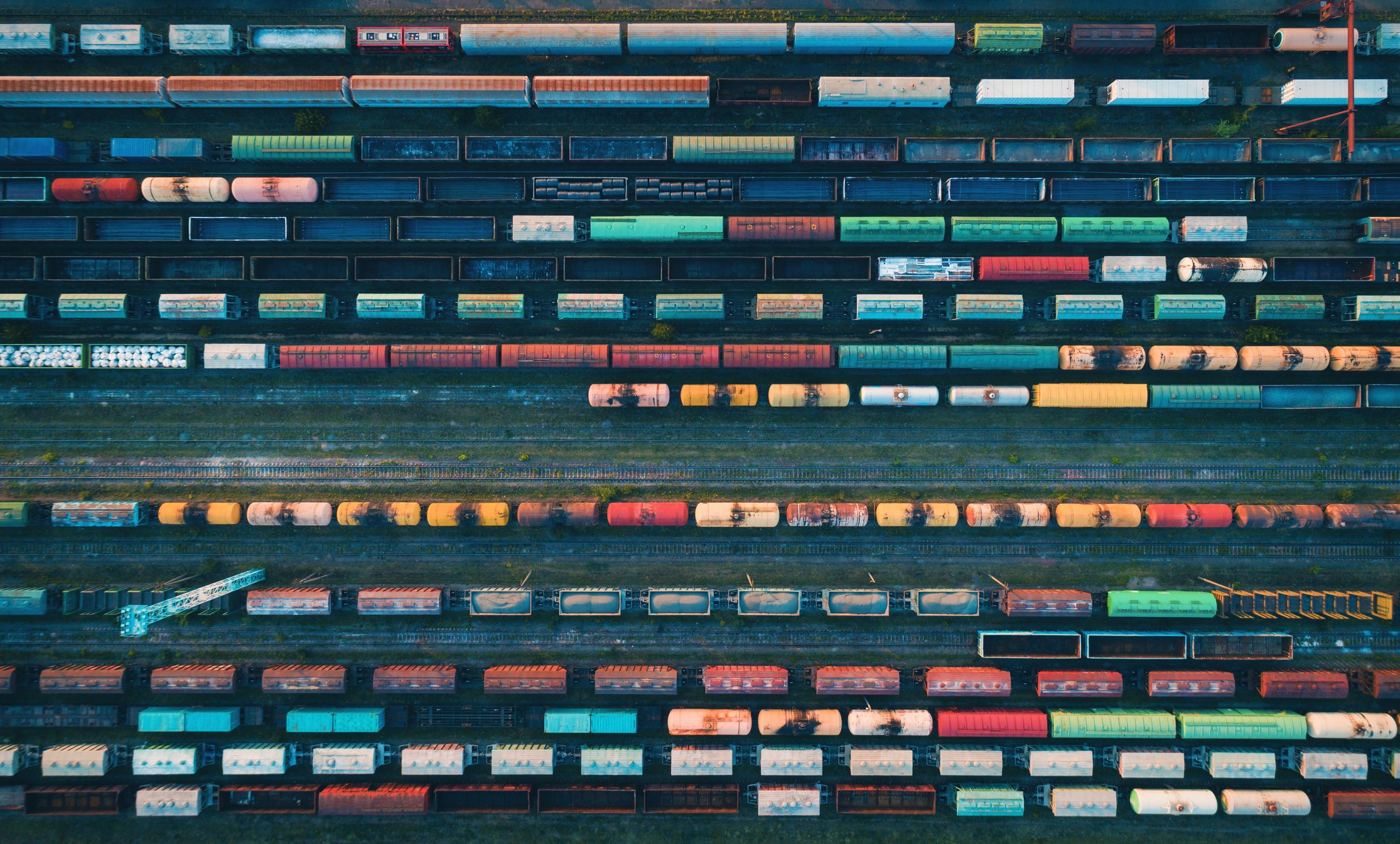 aerial view of freight rail yard