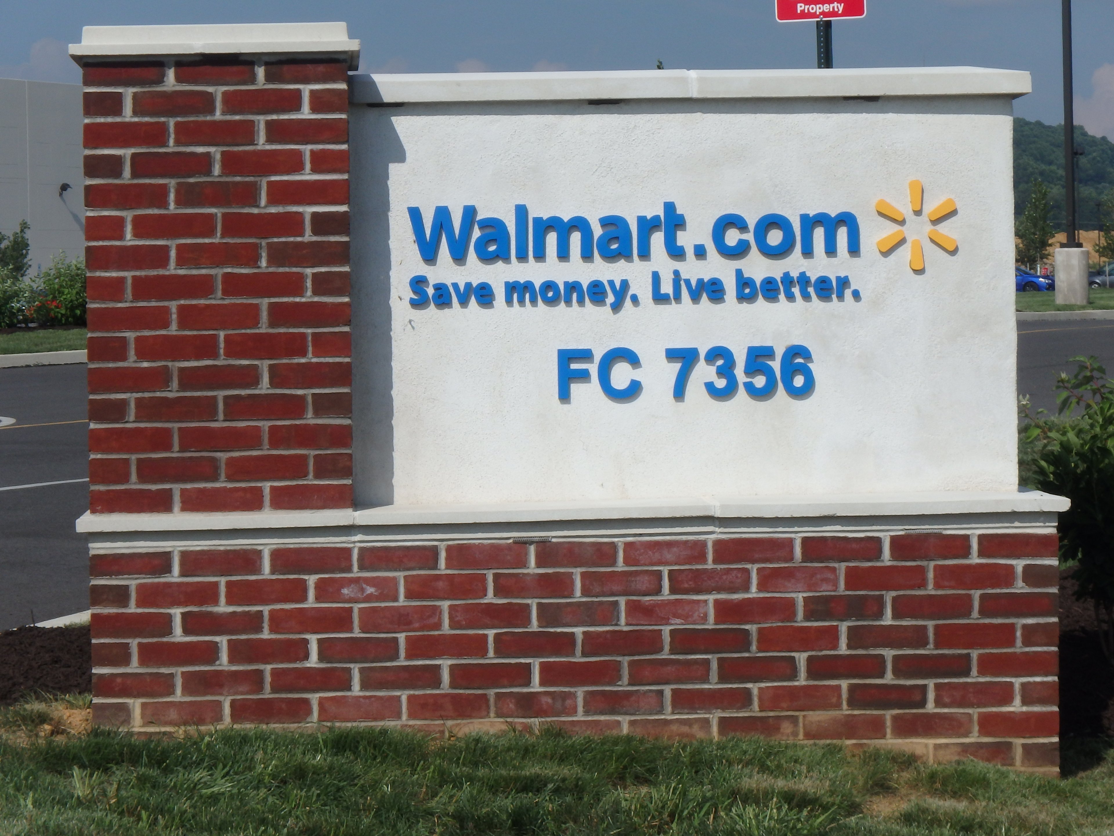 The entrance sign to Walmart.com's fulfillment center in Pennsylvania