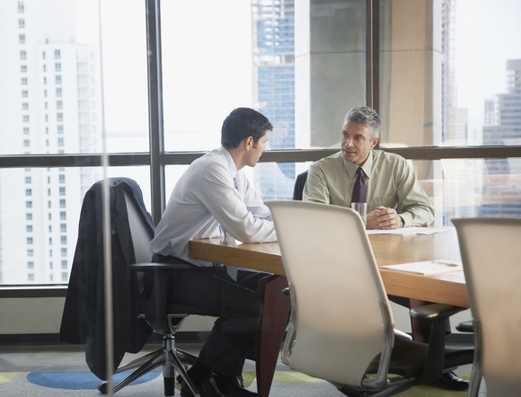 A man at a job interview.