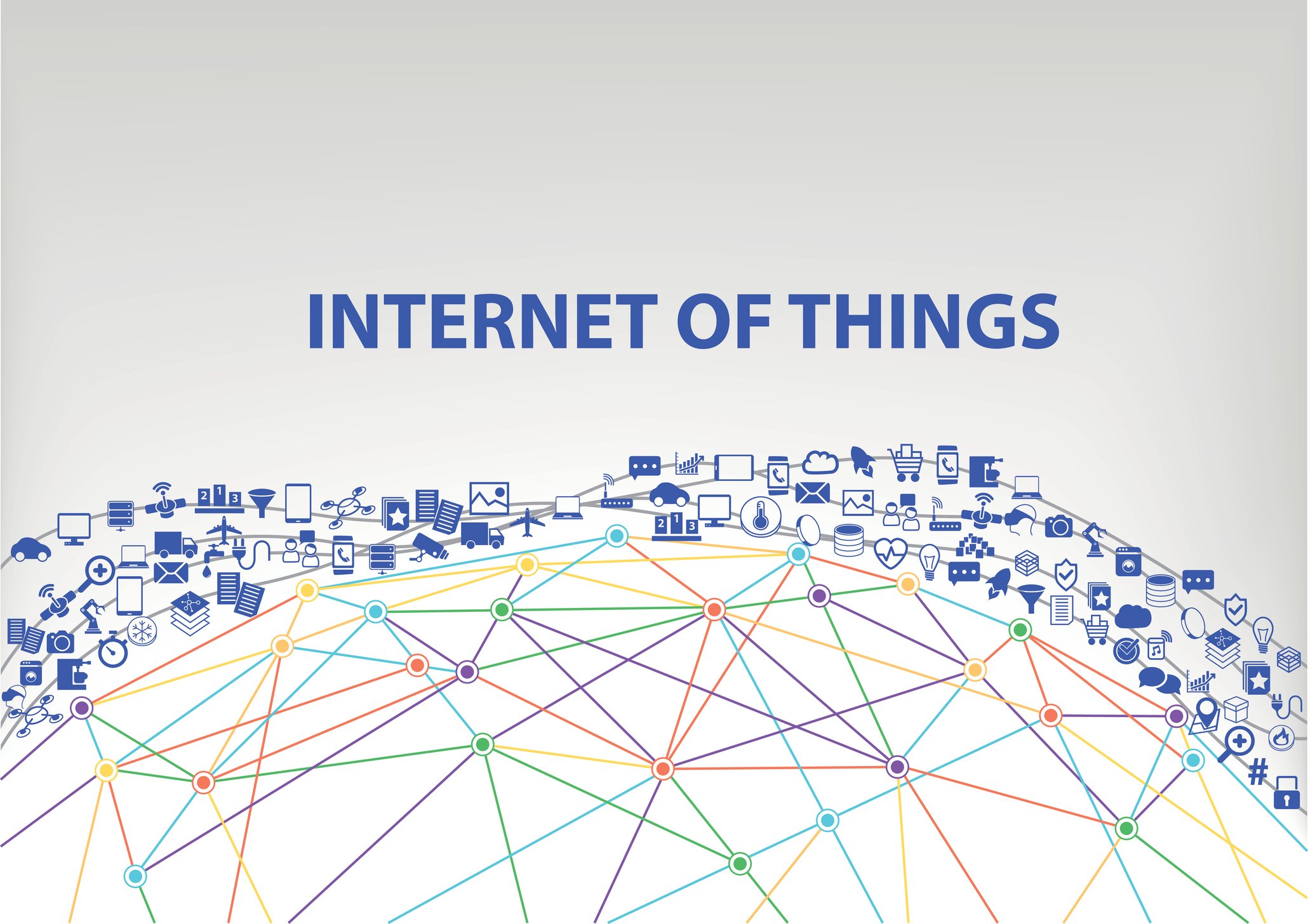 "Internet of Things" labeled over stylized globe covered in "things"