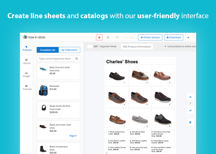 Screenshot of Shopify's catalog-building tool