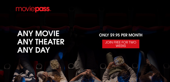 MoviePass announcement for the $9.95 a month plan.
