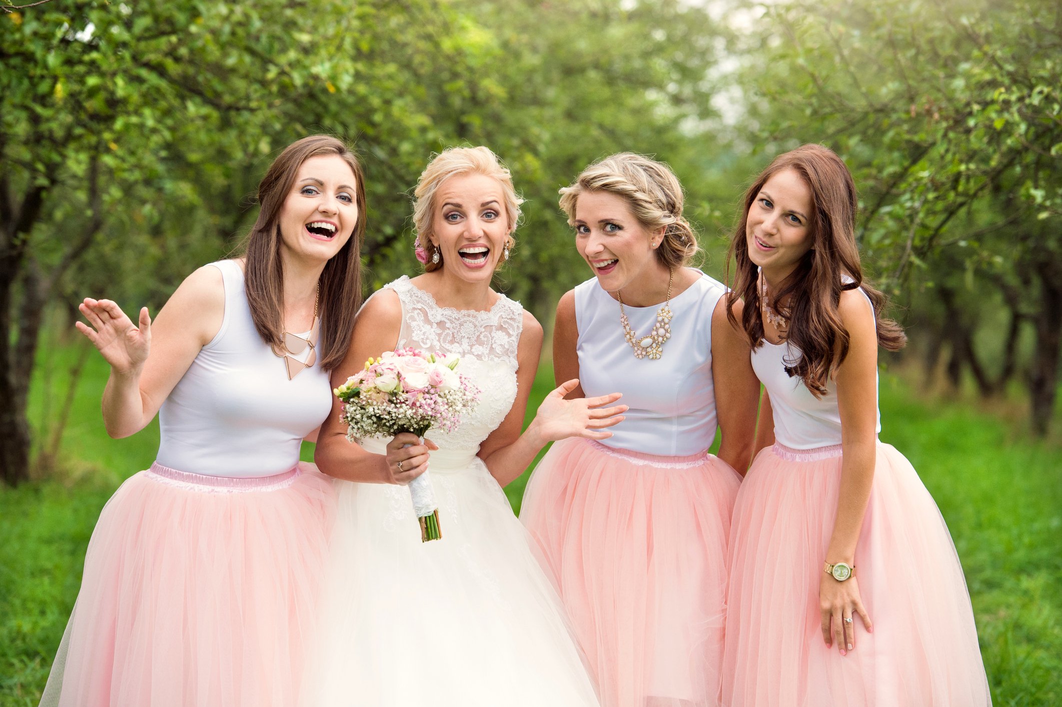 Bride with bridesmaids
