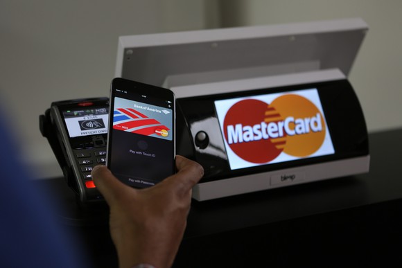 Point-of-sale machine for Mastercard to read mobile devices.