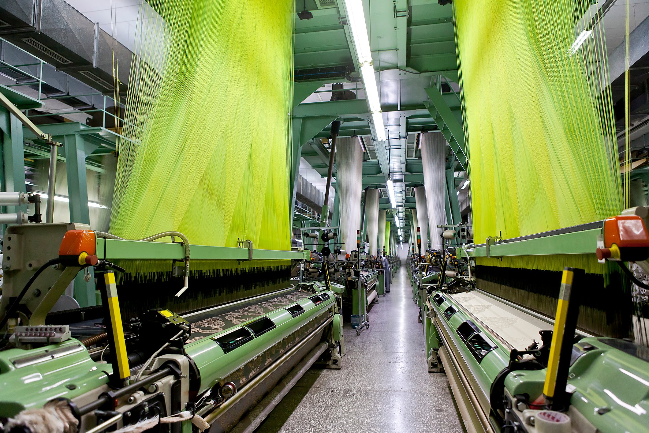 Inside of a textile factory.