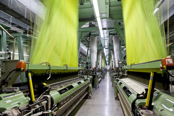 Inside of a textile factory.